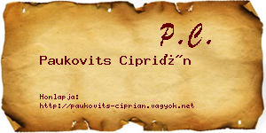 Paukovits Ciprián névjegykártya